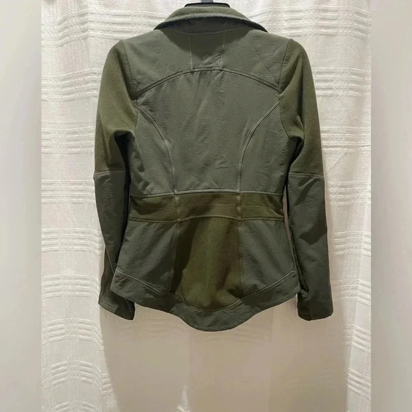 Athleta Outlander Full Zip Fleece Jacket Dark Green - Picture 2 of 11